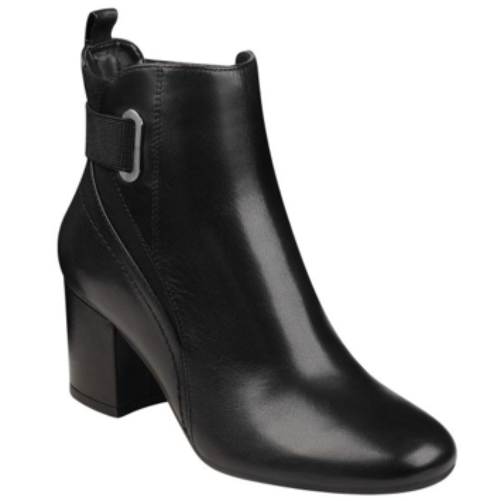 EASY SPIRIT BATONA LEATHER HEELED BOOTIES - 6.5M